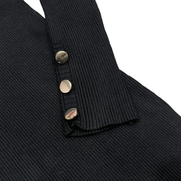 Baciano Black Ribbed Mini Sweater Dress With Button Detail S - Picture 4 of 4
